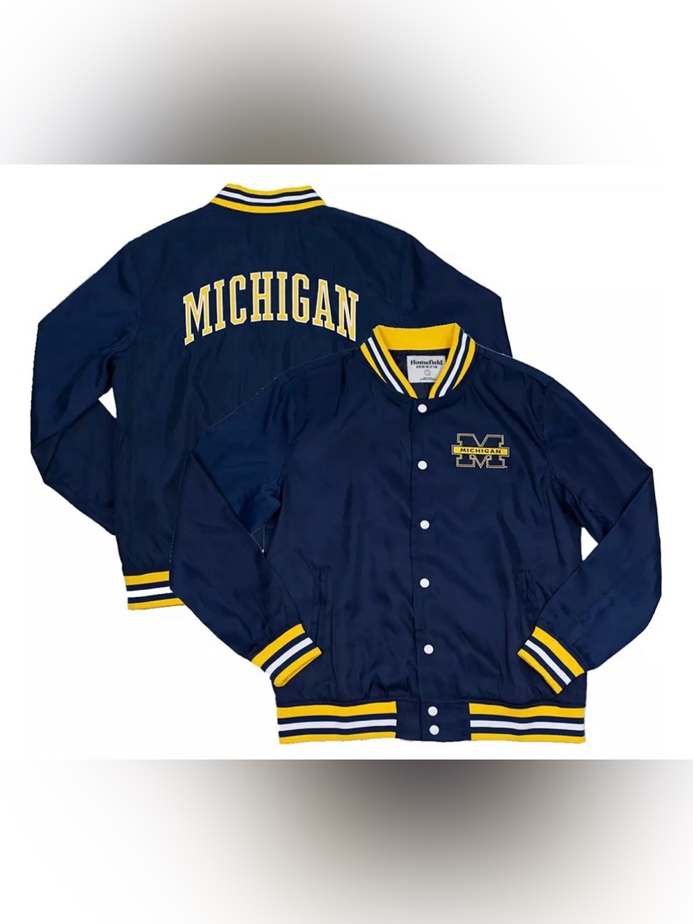 Homefield Michigan Wolverines Script Bomber Medium Jacket Vintage logo Maize